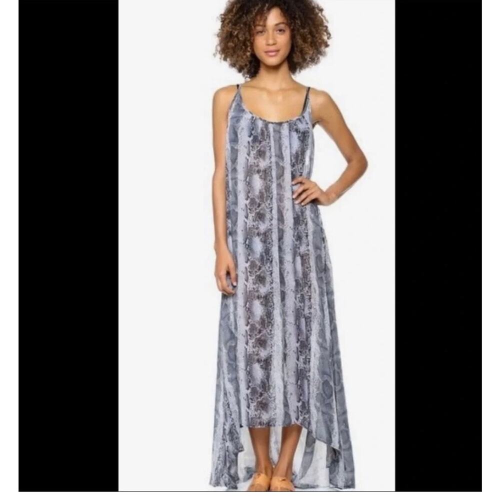 9Seed Snake Print Sheer Maxi Dress Swim Coverup